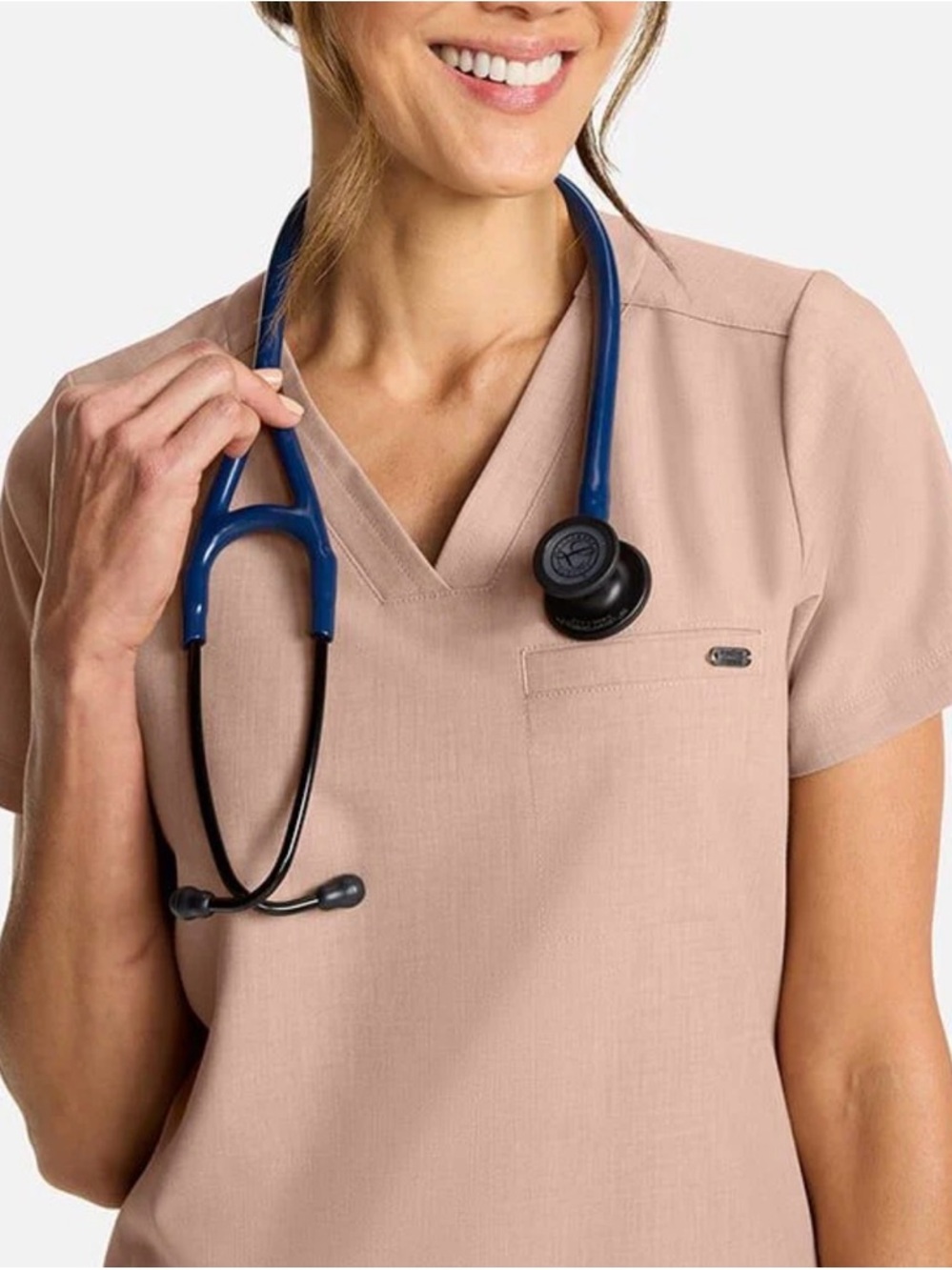 NWT Healing Hands Scrub Top Womens Medium Taupe V Neck Medical Uniform Nurse Top